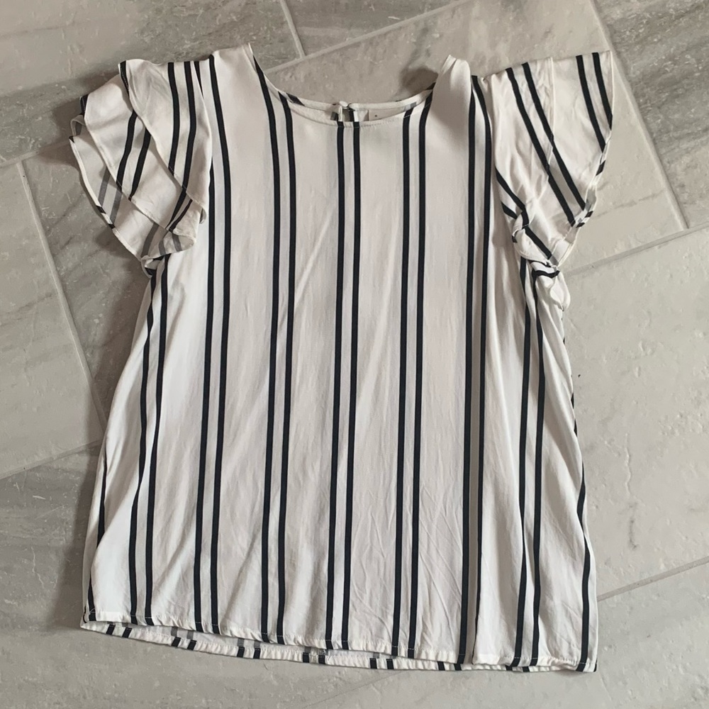 Black and White Vertical Striped Blouse